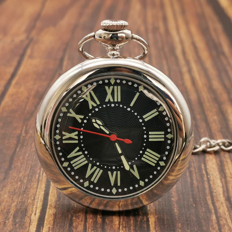 Retro silver steampunk skivspelare kvarts fickur fob kedja hänge för män kvinnor reloj de bolsillo: Silver 1