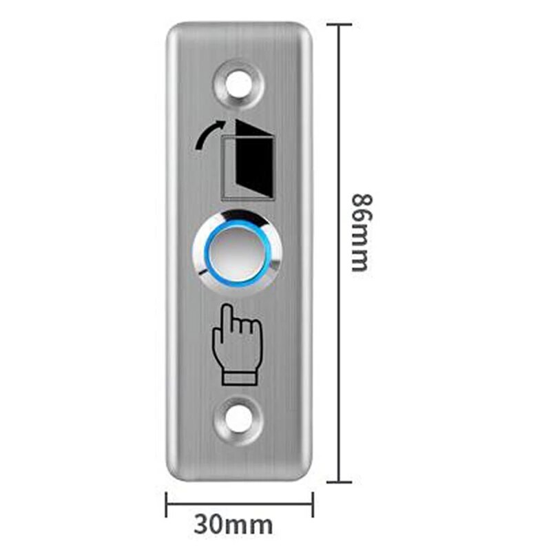 LED Light Stainless Steel Exit Button Push Switch Door Sensor Opener Release for Access Control