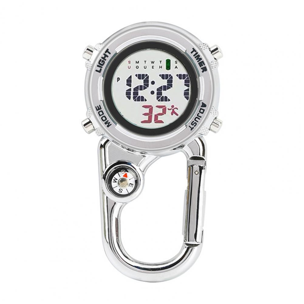 Digital Carabiner Watch Anti-oxidation Shock Resistance Anti-scratch Backpack Belt Pocket Clip on Watch for Outdoor