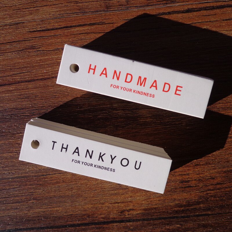 98 stks/partij 2 kleuren "hand made" "dank u" Hang tag Hang tag DIY decoratie tag
