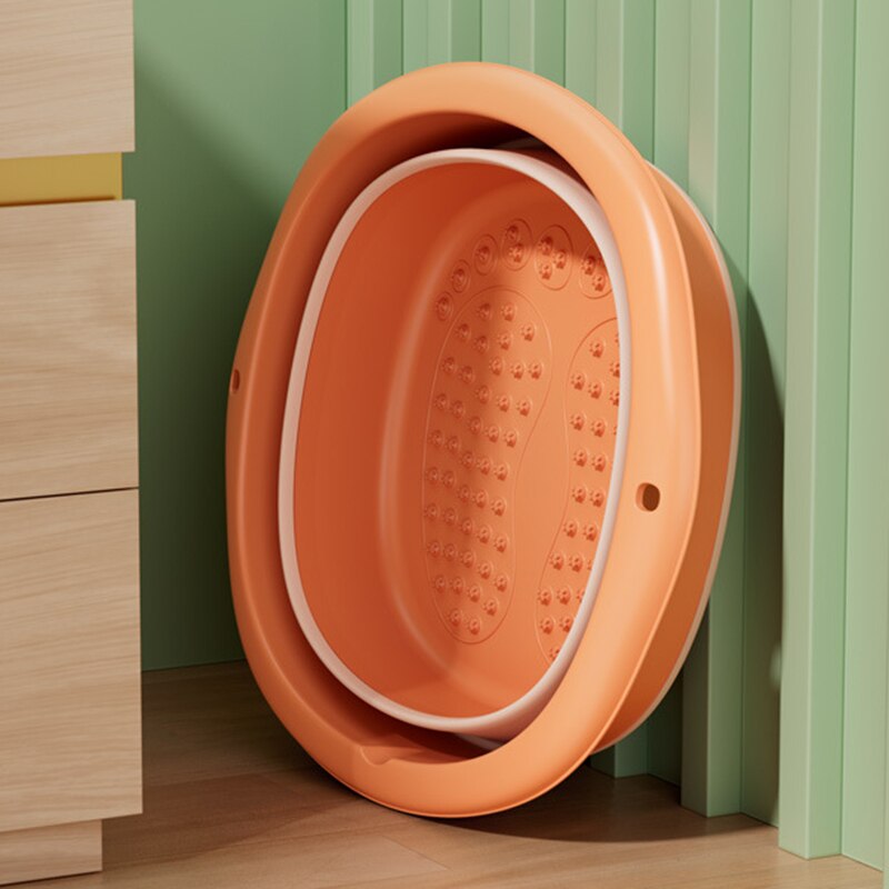 Foldable Foot Spa Bucket Multipurpose Foot Bath Massage Barrel for Home Foot Spa Bucket Home PR: Orange Without Cover