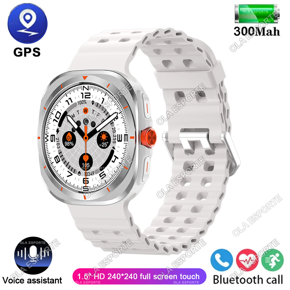 Watch 7 Ultra GPS Smartwatch 1.52'' AMOLED BT Calls Blood Oxygen Monitoring Waterproof Outdoor Smart Watches for Man For Samsung: green