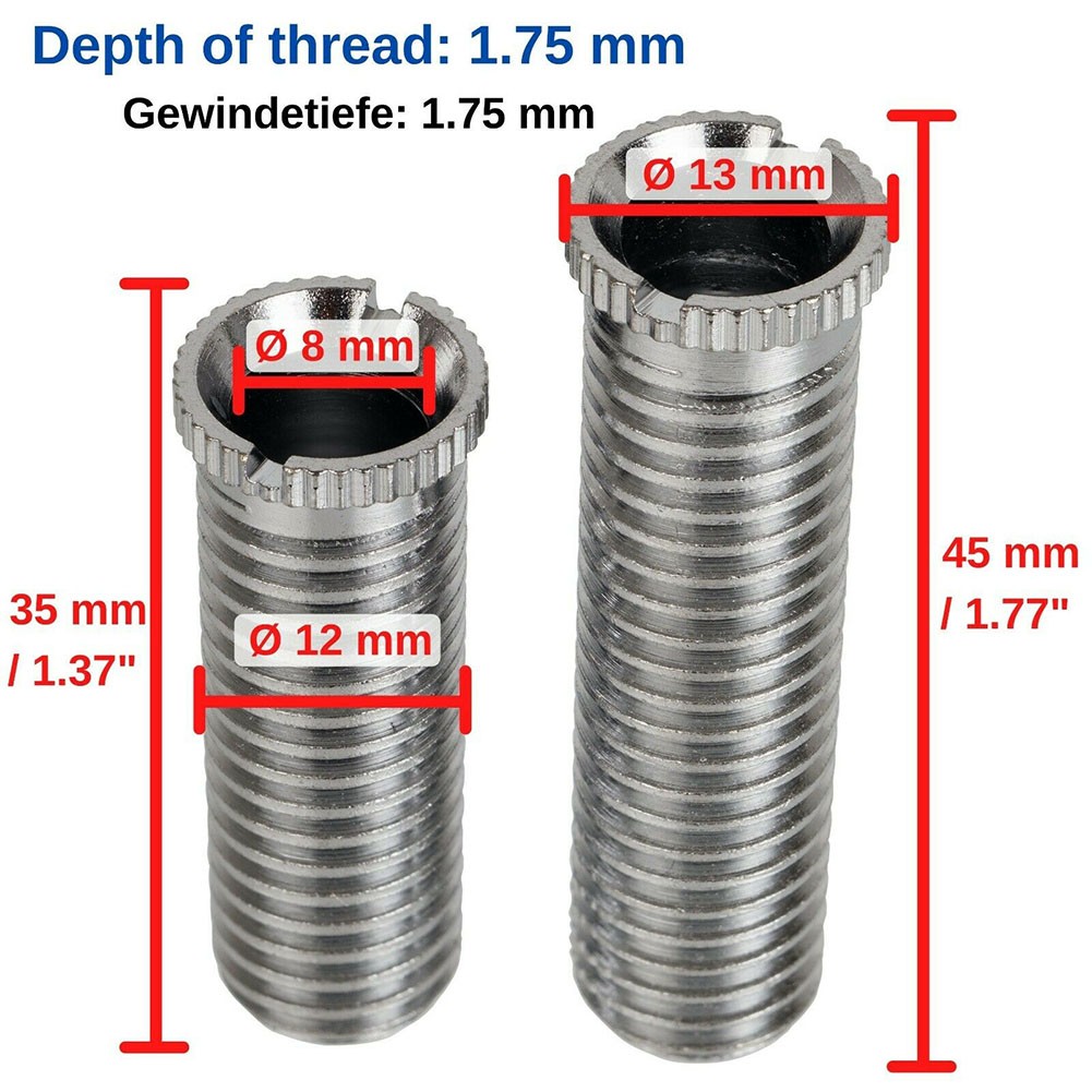1/2/5pc 35mm 45mm Stainless Steel Plug Screw Bolt Kitchen Sink Basket Strainer Waste M12 Threaded Screw Connector