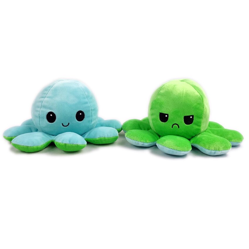 Double Sided Stuffed Flip Octopus Plush Doll Soft Simulation Plush Toy Color Doll Filled Plush Child Toy: Light blue green