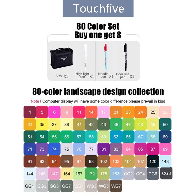 Touchfive Marker 30/40/60/80 Farben Kunst Marker Set Fettige Alkohol Basierend Skizze Marker Stift für künstler Zeichnung Manga Animation: 80 landscape design