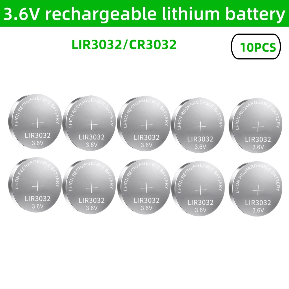 10PCS LIR2032H LIR3032 LIR1220 LIR1025 LIR1620 3,6 V Lithium-Akku Ersetzt CR2032 1220 1620 1025 3032 knopfzelle: Black