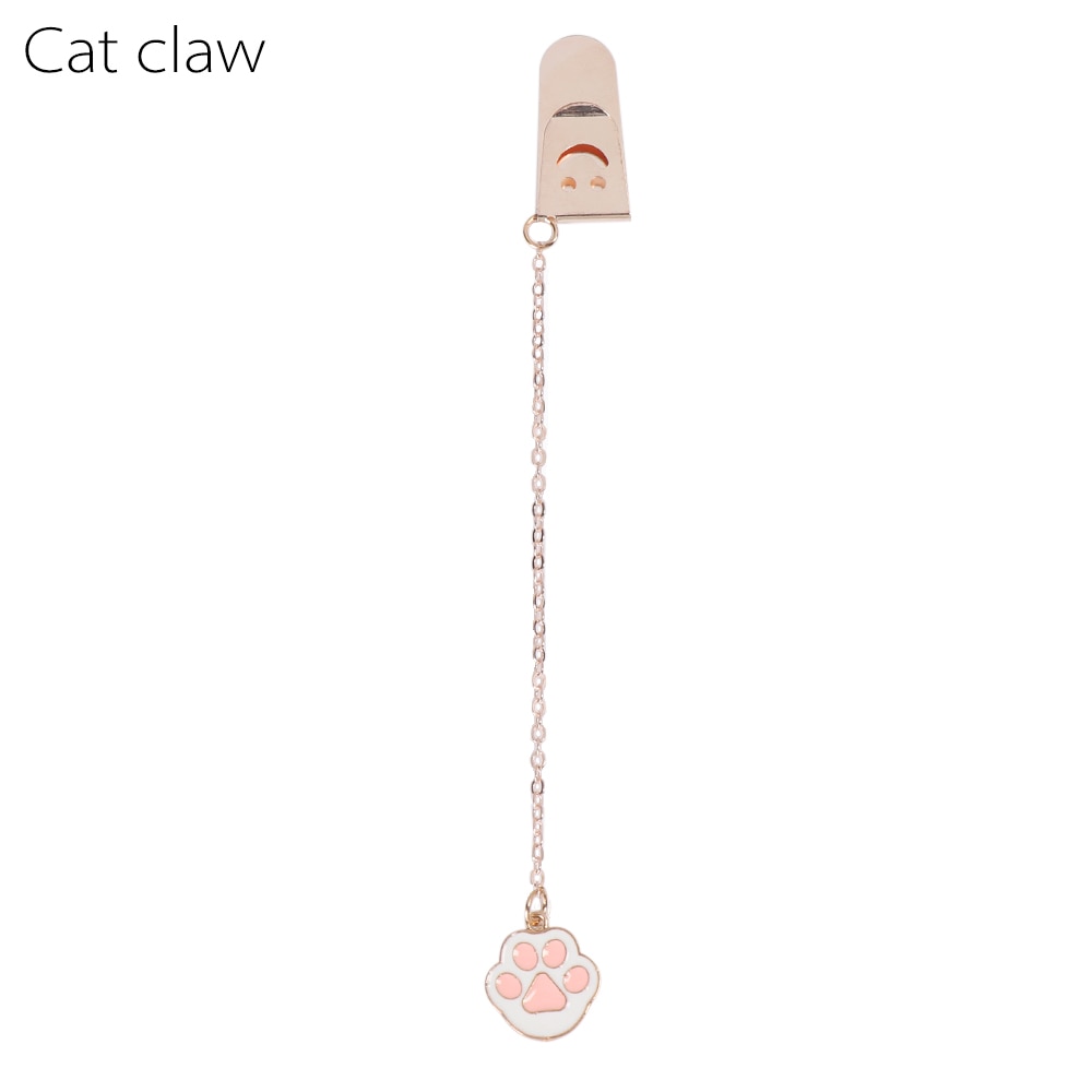 1PC Cartoon Character Bookmarks Metal Pagination Mark Cute Pendant Bookmark Marker Clip Stationery School Office Supplies: cat claw