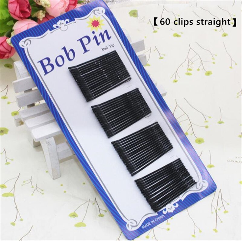 60Pcs Haar Clip Dames Haarspelden Meisjes Krullend Golvend Grips Kapsel Vrouwen Basic Zwart Goud Bobby Pins Styling Haar Accessoires: Straight