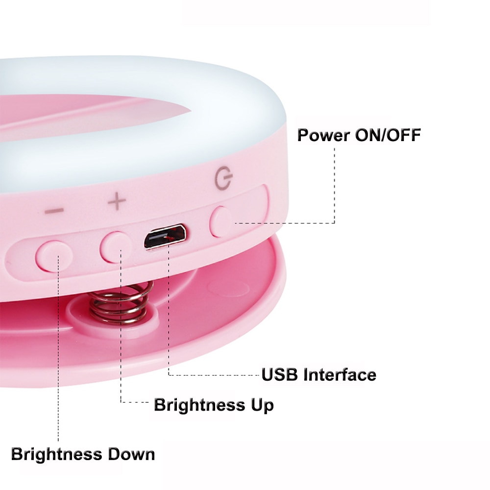 doprowadziło RGB spinacz na Selfie lampa pierścieniowa akumulator ringlight robić inteligentnego aparat telefoniczny okrągły kształt oświetlenie obręcze świecący pierścień