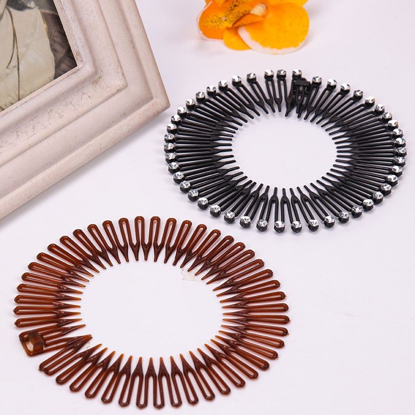 1PC Plastic Full Circle Stretch Diamond Flexible Comb Teeth Headband Hair Band Clip Face Wash Fixed Hair Accessories