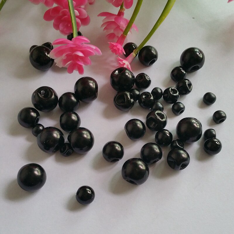 6mm, 8mm, 10mm, 12mm pearl diy button for craft / Black round bead pearl buttons, Scrapbooking Supplies button
