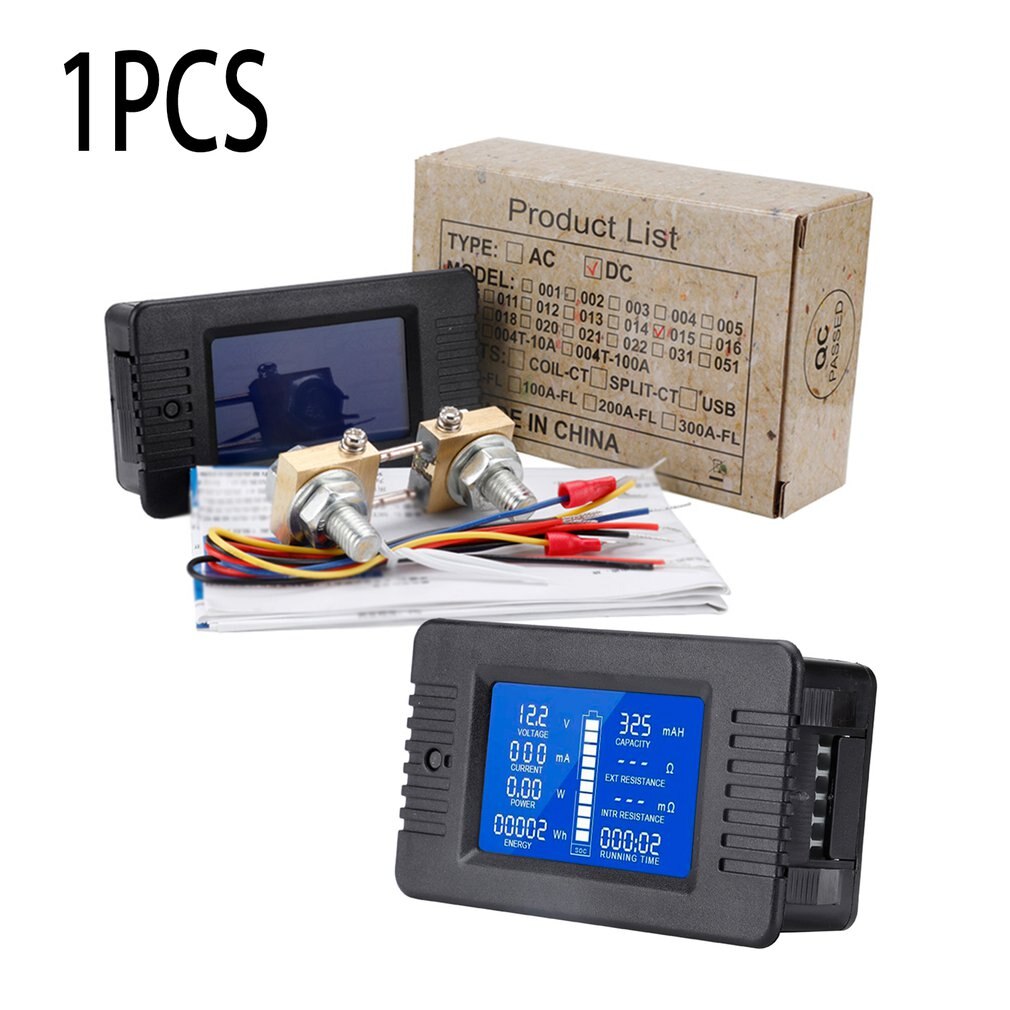 LCD Display DC Battery Monitor Meter 0-200V Voltmeter Ammeter Fit Cars RV Solar Durable DC Battery Monitor