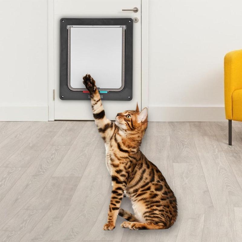 4 Way Pet Deuren Afsluitbare Hond Kat Beveiliging Flap Deur Kitten Puppy Huisdieren Plastic Gate Flap Deur Huisdier kitten Deur