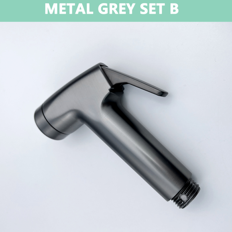 Bidet Sprayer ABS Matt Black Gold Grey Sprayer Toilet Fittings High Pressure Cleaning Shattaff Chrome: B Grey