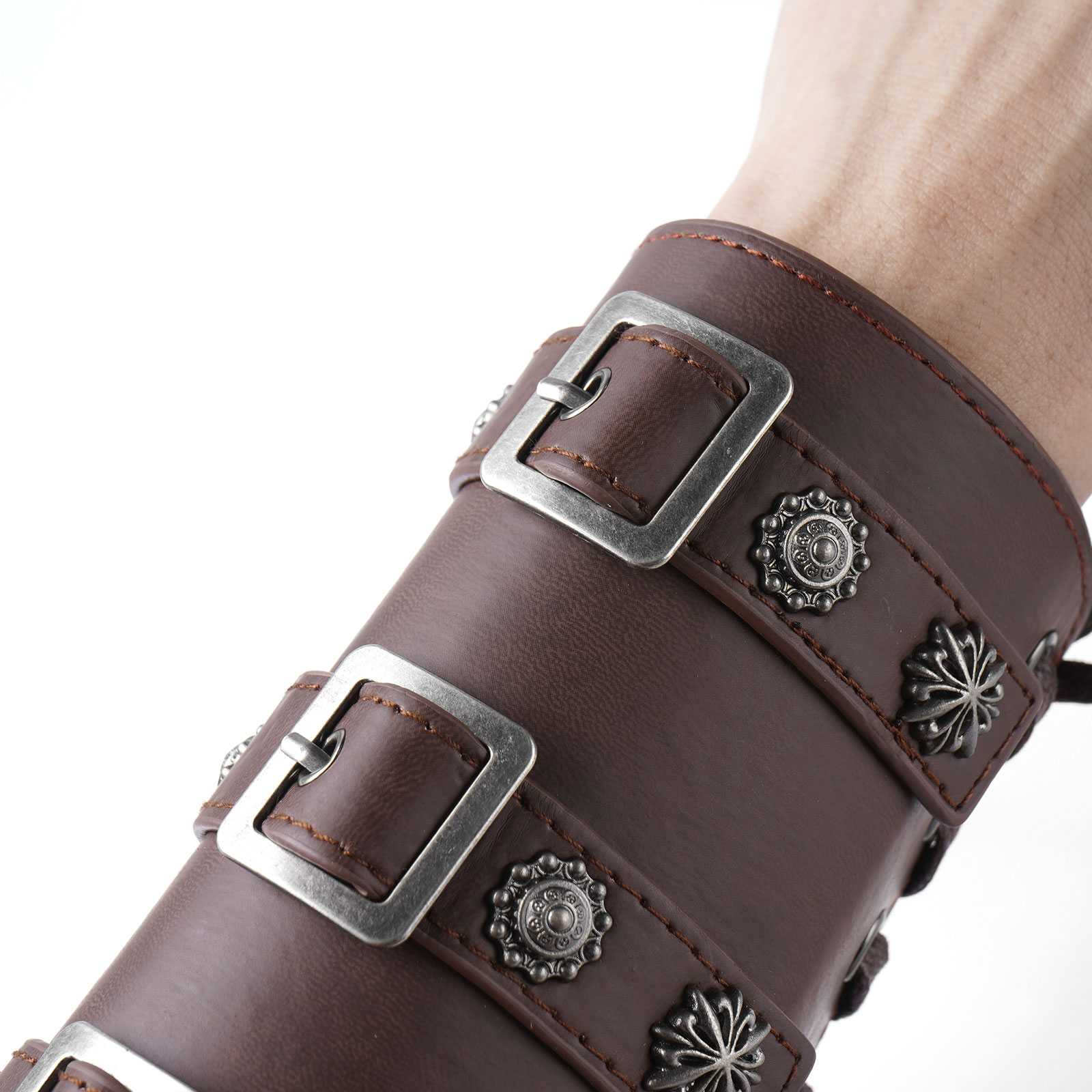 1 paar unisex Erwachsene Cosplay Armbinde Jahrgang mittelalterlich Krieger Handgelenk Bands Metall Nieten Leder Schlacht Arm Schutz Armschienen