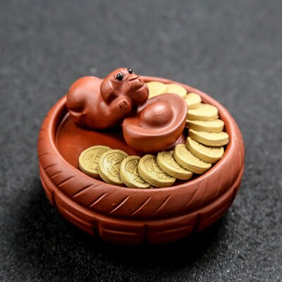 Sable violet chanceux thé ornements pour animaux de compagnie peut élever Boutique lingots Cornucopia zodiaque chien Wang Cai thé accessoires: H