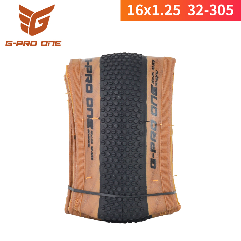 Pneu de vélo pliant G-PRO ONE 16x1.25 32-305, 1 pièce, pneu antidérapant à bord marron de 16 pouces, 305 léger pour Brompton