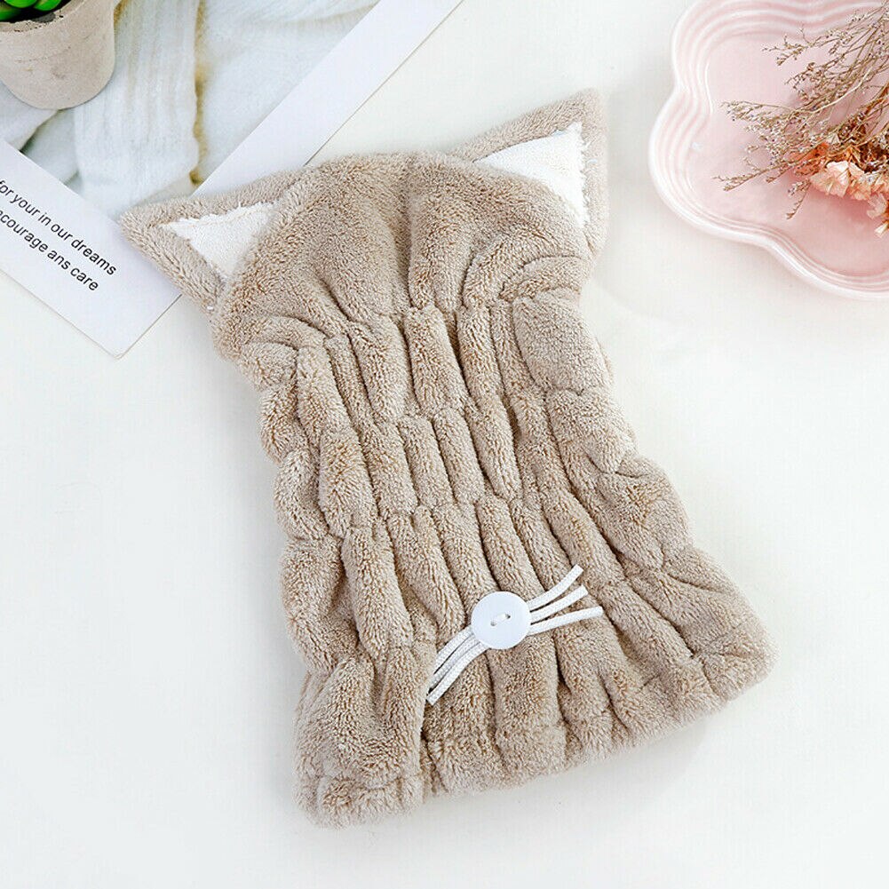 Niedliche Magie Schnelltrocknendes Haartuch Mütze Wickelhut Turban Duschbad DE: Dark Khaki