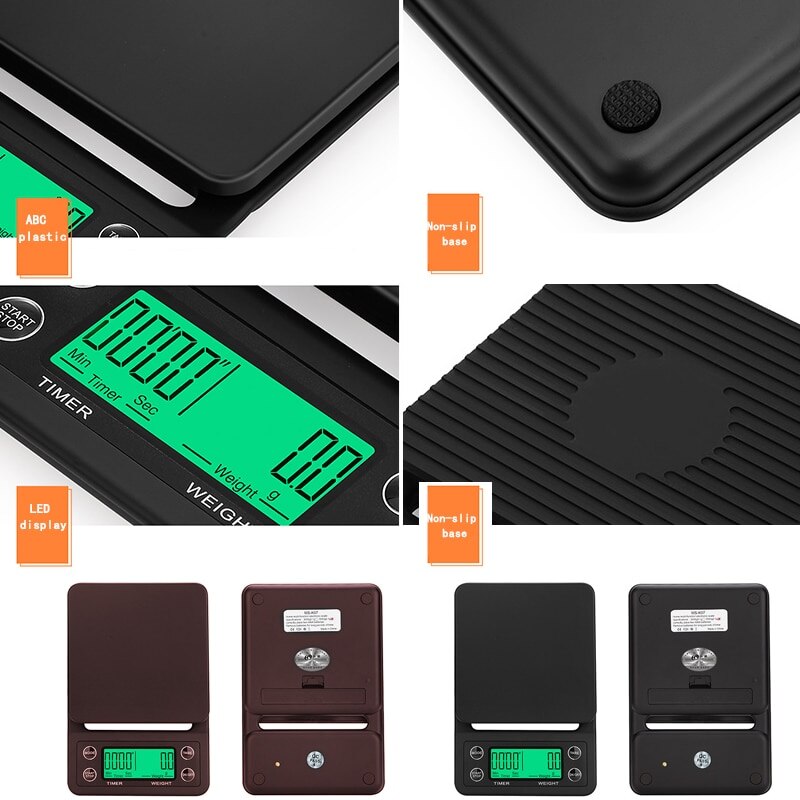 Waterproof Insulation Pad Scale and Timer High Precision Drip Scale 3kg/5kg 0.1g LCD Display Food Scale
