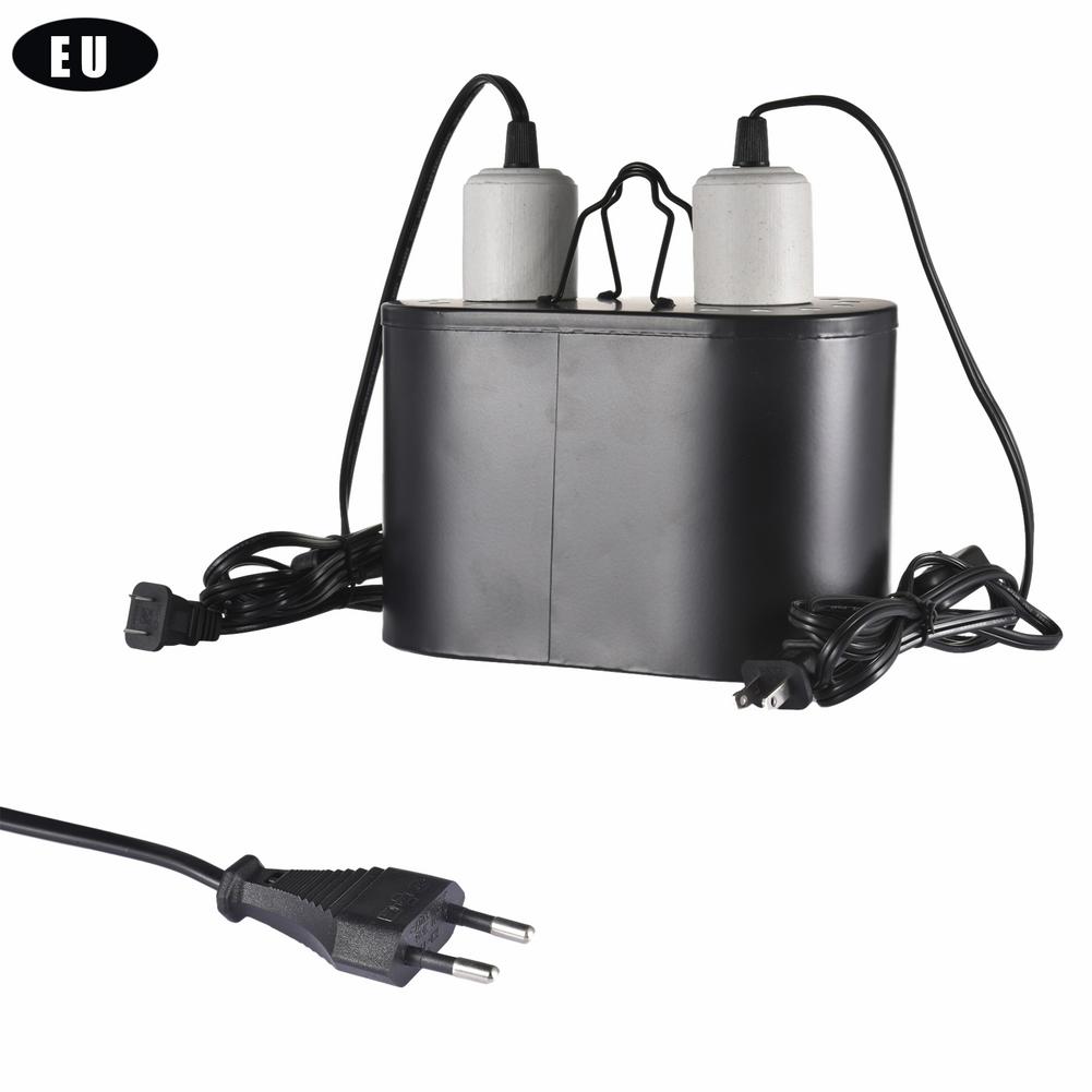 Reptil värme lampa stativ kit dubbla lampkonsol tropisk kupol uvb med 2 oberoende brytare stöd för 2 glödlampor: Eu