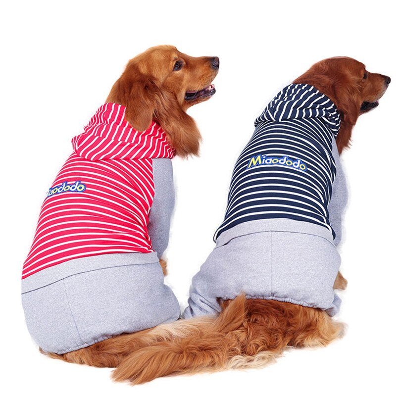 Cotton jumpsuit clothes for large dogs Coat Striped dog jumpsuit winter Four-legged hoodie Dogs Pajama Overalls big dog clothes