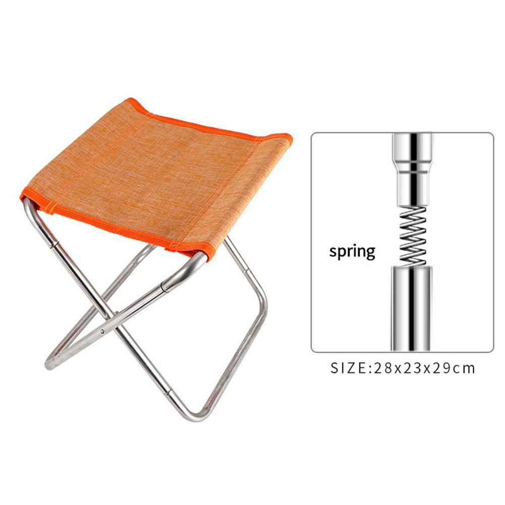 Mounchain Stainless Steel Spring Folding Chair Outdoor Sports Fishing Chair Hiking Camping Barbecue Folding Stool Equipment: Orange