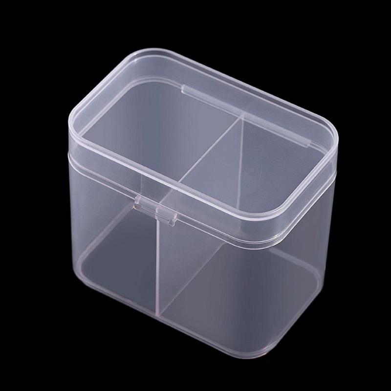 2 Grids Transparent Plastic Cotton Swab Storage Box PP Moisture-proof Strong Durable Nail Towel Holder Organizer 10.6X6.97X9.1cm