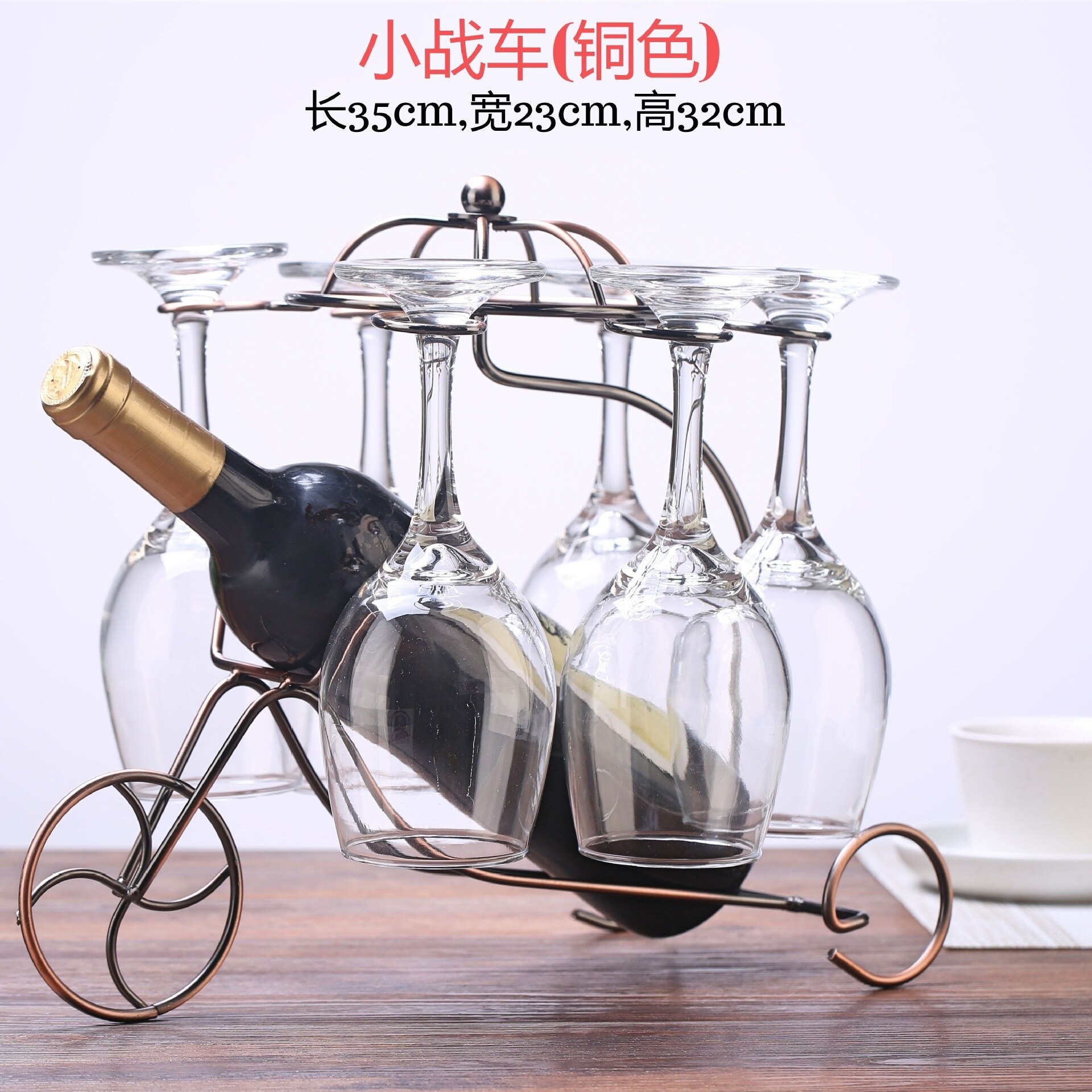 Delicate Rode Wijn Fles Glazen Houder Opknoping Ondersteboven Cup Bekers Display Rack (Brons): Antique Bronze