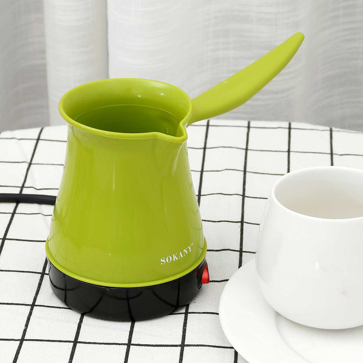 Coffee Maker Portable Electric Mini Turkey Coffee Pot Fast Heat Resistant Coffee Machine 350ml Boiled Milk Coffee Kettle: Green