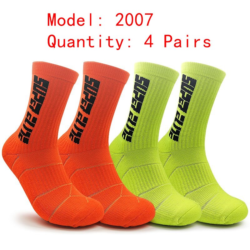 4 Pairs Sports Socks Crazy Letter Men Basketball Cycling Running Hiking Navy Sock Set With Terry Shock Absorption Walking Sock: 8