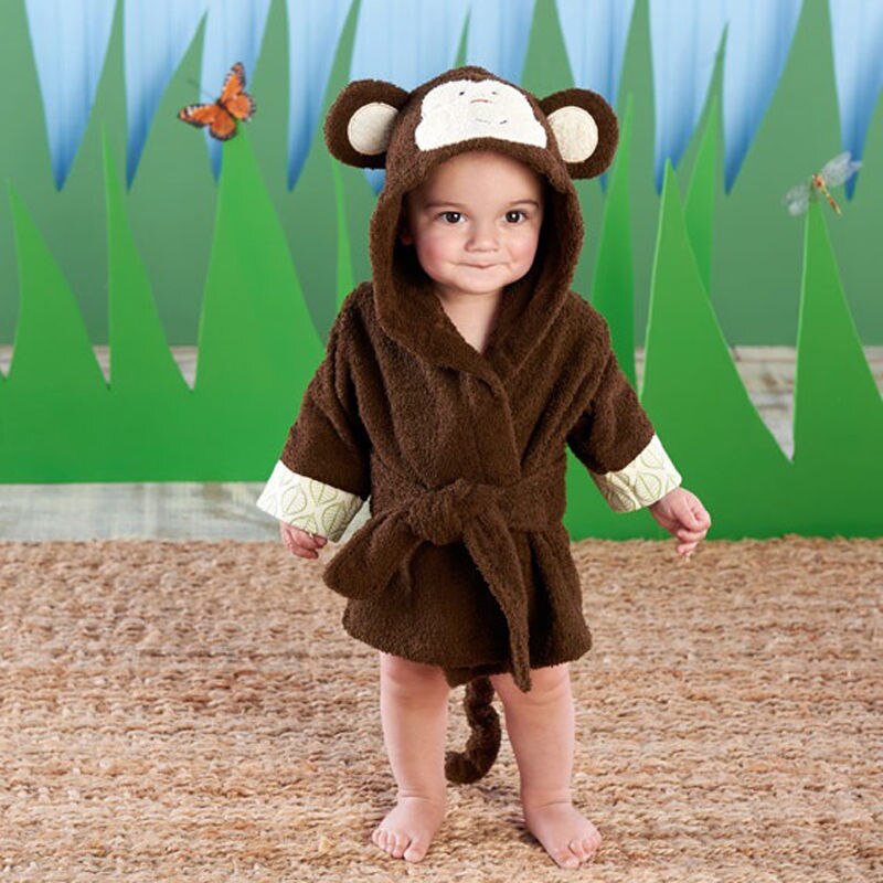 Robes de dessin animé pour enfants, pyjama en flanelle pour garçons et filles, barboteuse, vêtements de nuit, à capuche, pour enfants: Marron / 5