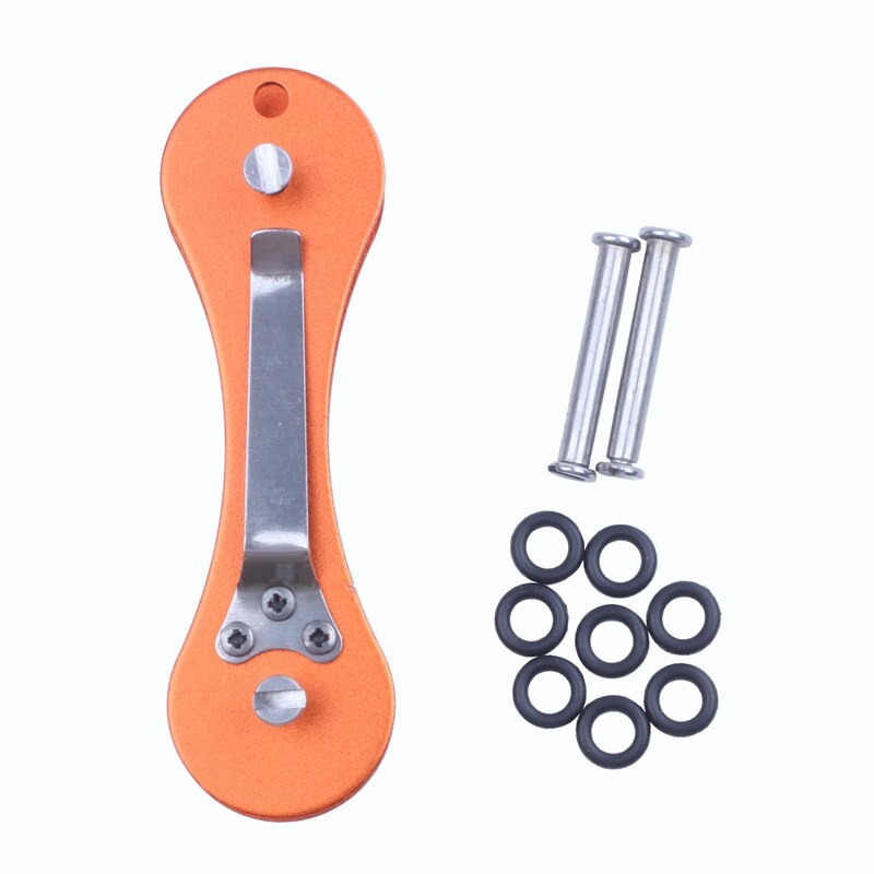 Aluminium smart nøgleholder arrangør klipmappe nøglering lomme værktøj, grå: Orange