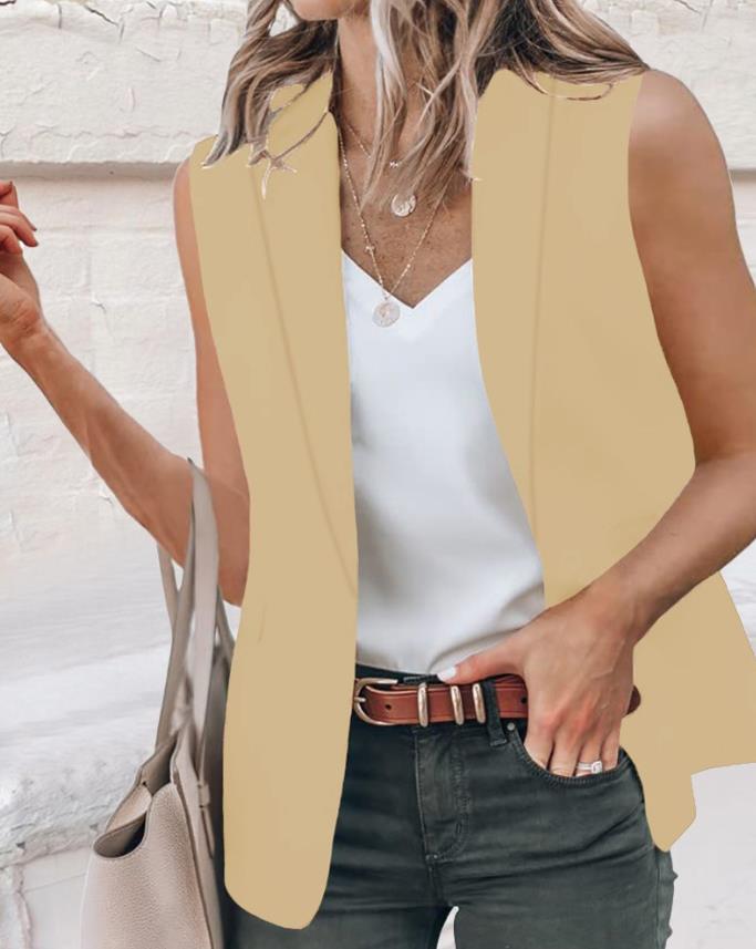 Veste til kvinder enkeltknap reverskrave vest blazer sexet ærmeløs sommer efterår all-match daglig klub streetwear