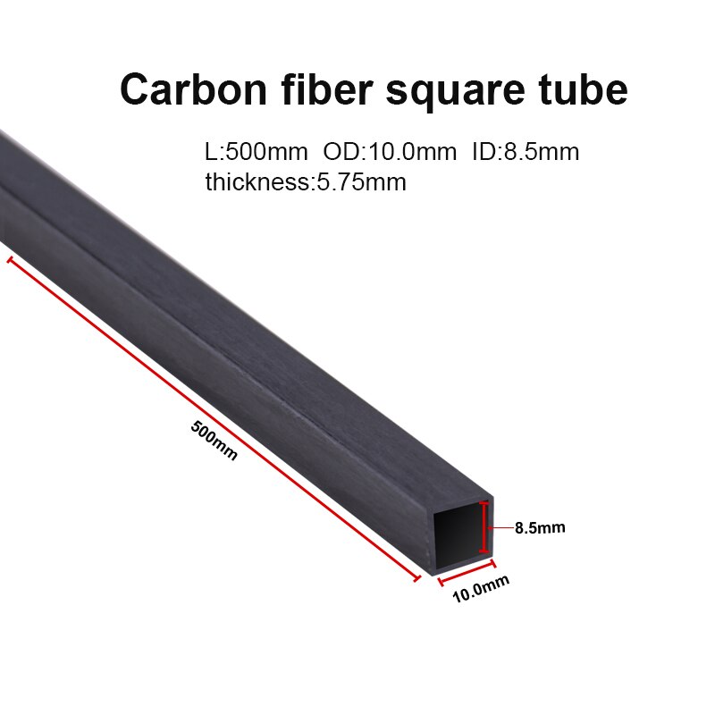 Carbon Fiber Square Tube 3mm 4mm 5mm 6mm 10mm 500mm 4pcs: 10x8.5x500