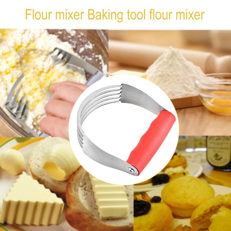 Stainless Steel Flour Blender Rubber Handle Dough Mixer Kitchen Baking Tool