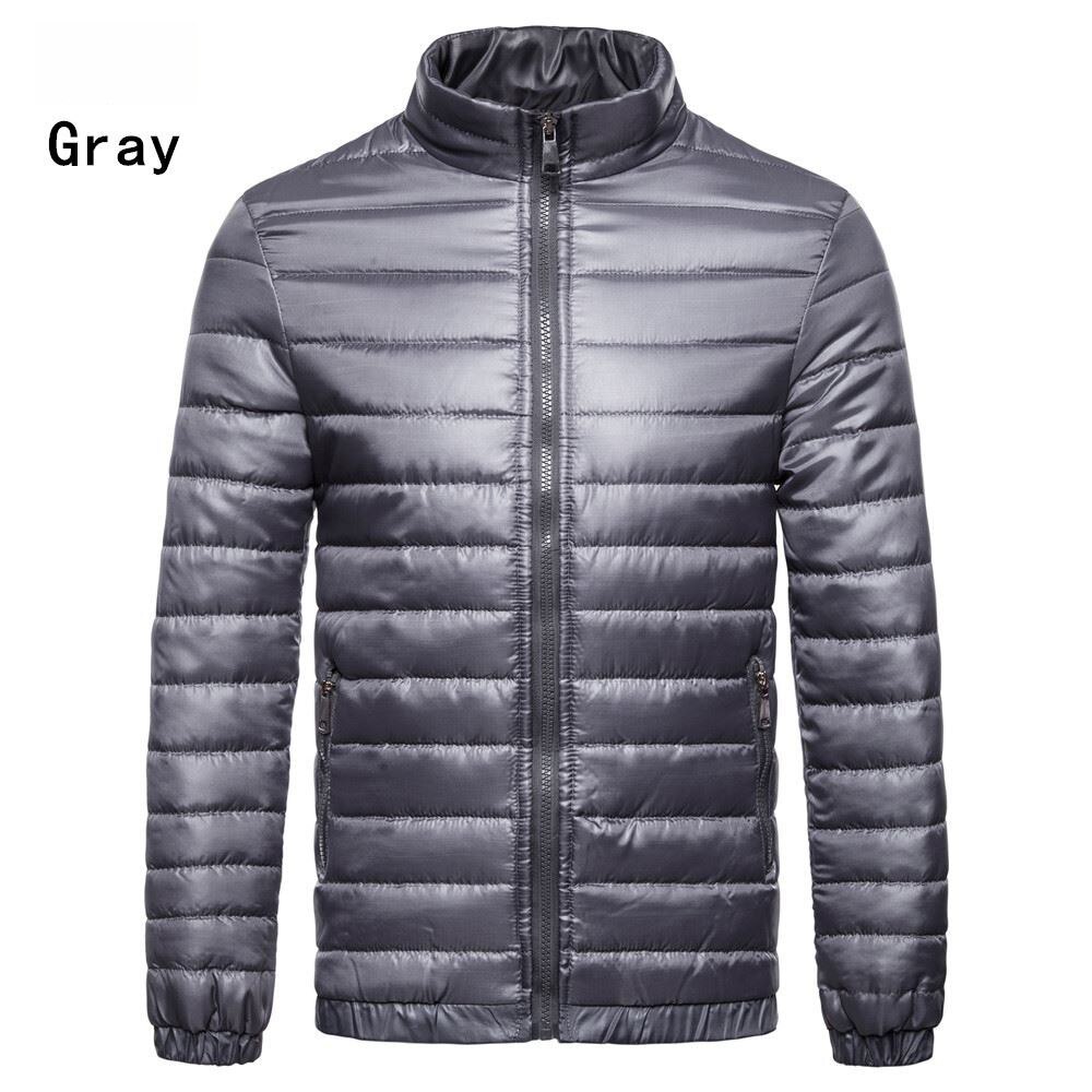 Vinter mænd ultralet dunjakke 90%  hvide andedunsjakker tykke frakker varme slanke parkaer hombre mandlige portabl outwear tøj: Grå / M
