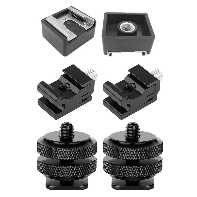 2Pcs Flash Shoe Mount Adapter To 1/4 Inch Thread With 4 Pack Camera Combo Pack Shoe Mount Adapter