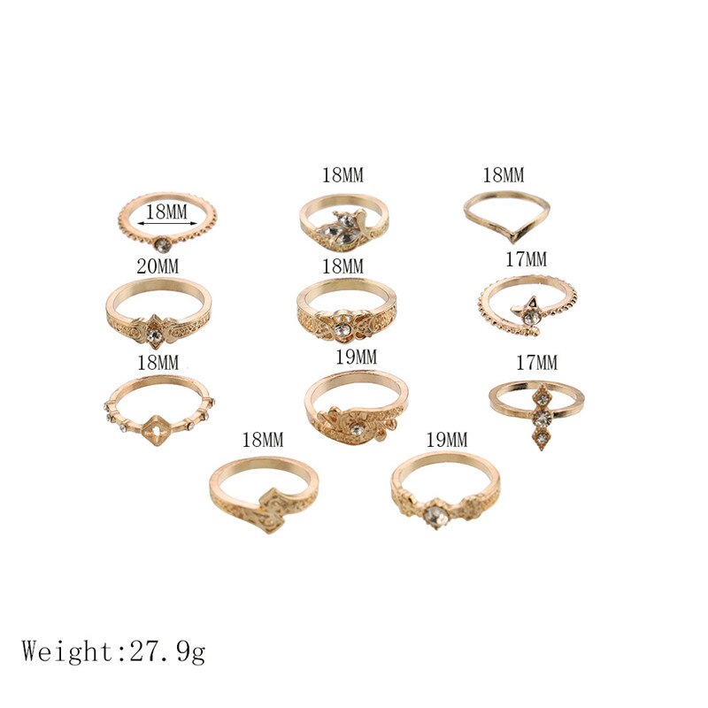 LETAPI Vintage Crystal Flower Ringen Voor Vrouwen Retro Geometrische Goud Kleur Knuckle Ring Set Statement Sieraden