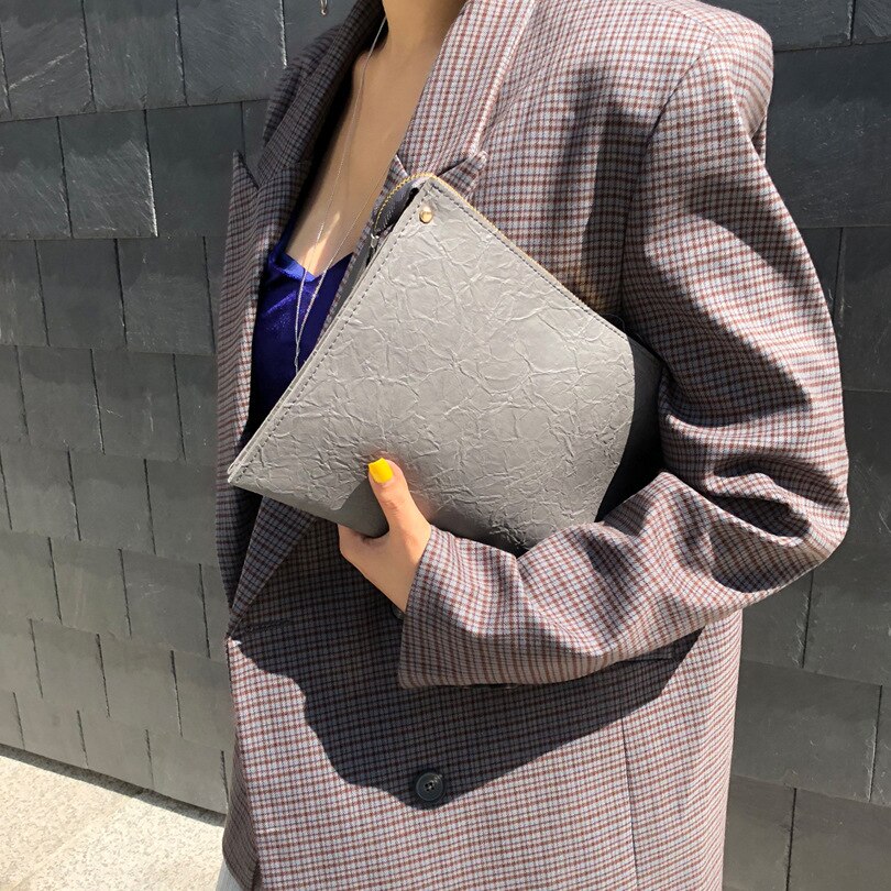 Bolso de mano de Corea del Sur, novedad, Negocio de bolsas de sobres de cuero A4 con temperamento, bolsa portátil Diagonal para ir al trabajo