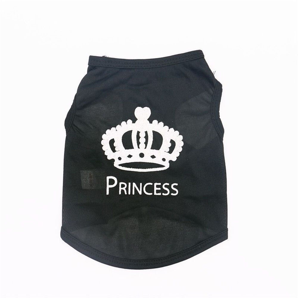 Pet Hond Kat Leuke Prinses Polyester T-shirt Kleding Vest Zomer Jas Puppy Kostuums Honden T-shirt: M black