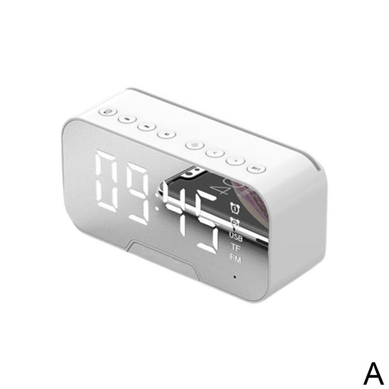 Portable Led Mirror Digital Alarm Clock Wireless Bluetooth Alarm Clock Speaker J8T4: sliver