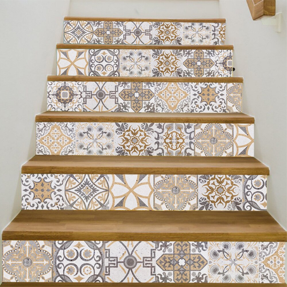 6pcs/set Modern Floor Stairs Sticker Decoration Sticker Wall Stickers Self-adhesive