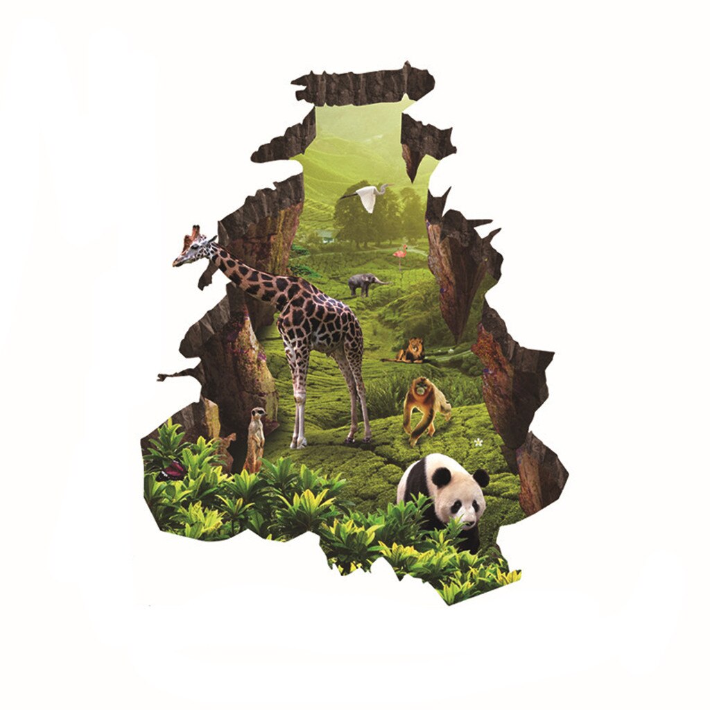 Removable DIY Sticker Giraffe Monkey Jungle Animal Mural Wall Decals for Baby Nursery Child Kids Rooms Wallpaper Home Decor: Default Title