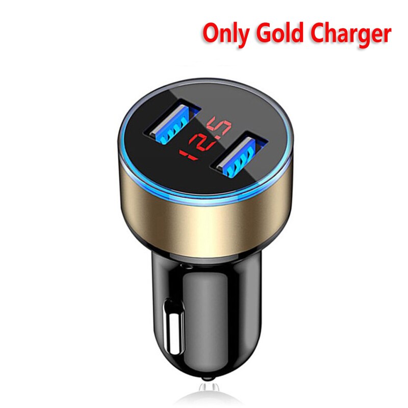 Car USB Charger Dual USB 3.1A Fast Charge Bank For Xiaomi 11 Note 10 9 T A2 A3 Lite Samsung S21 S20 FE Ultra S10 Mobile Phones: Only Gold Charger