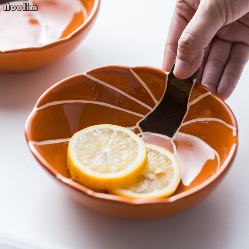 NOOLIM Creatieve Persoonlijkheid Pompoen Kom Thuis Keramische Leuke Babyvoeding Kom Kinderen Servies Fruitsalade Ontbijt Kom