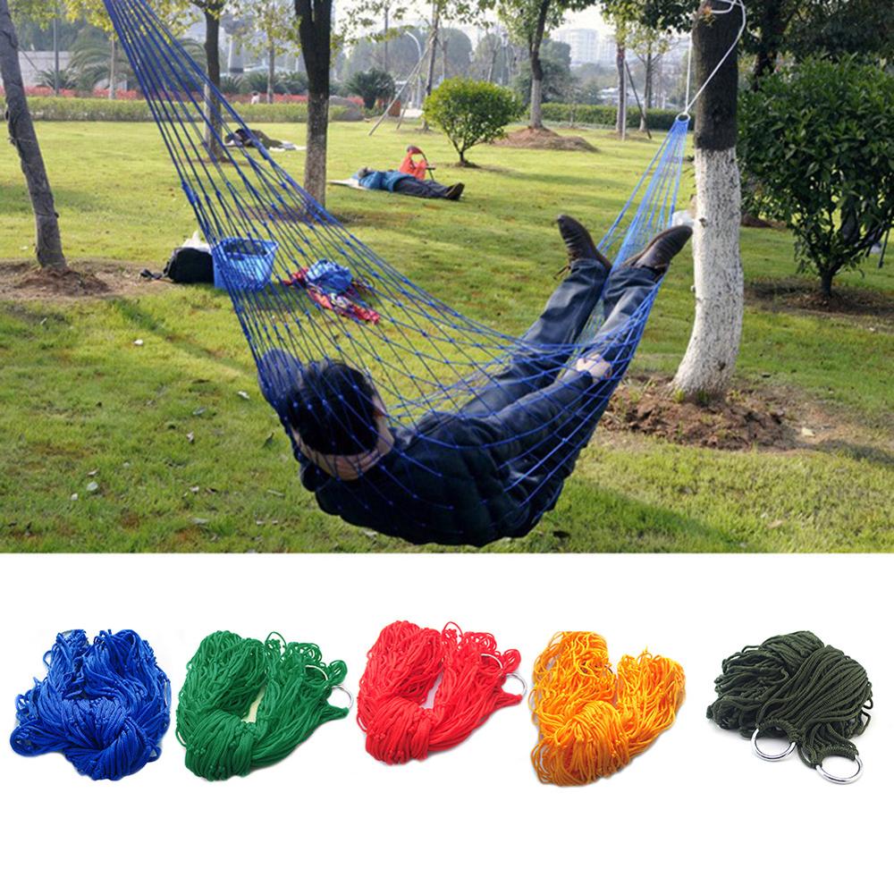 Outdoor Indoor Nylon Hammock Mesh Net Rope Camping hammock Garden swing set Sleeping Hanging Bed Hanging Chair