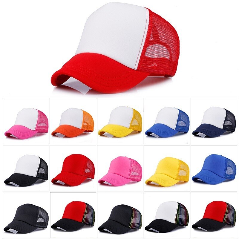 1 Pc Unisex Cap Casual Plain Mesh Baseball Cap Adjustable Snapback Hats For Women Men Hip Hop Trucker Cap Streetwear Dad Hat