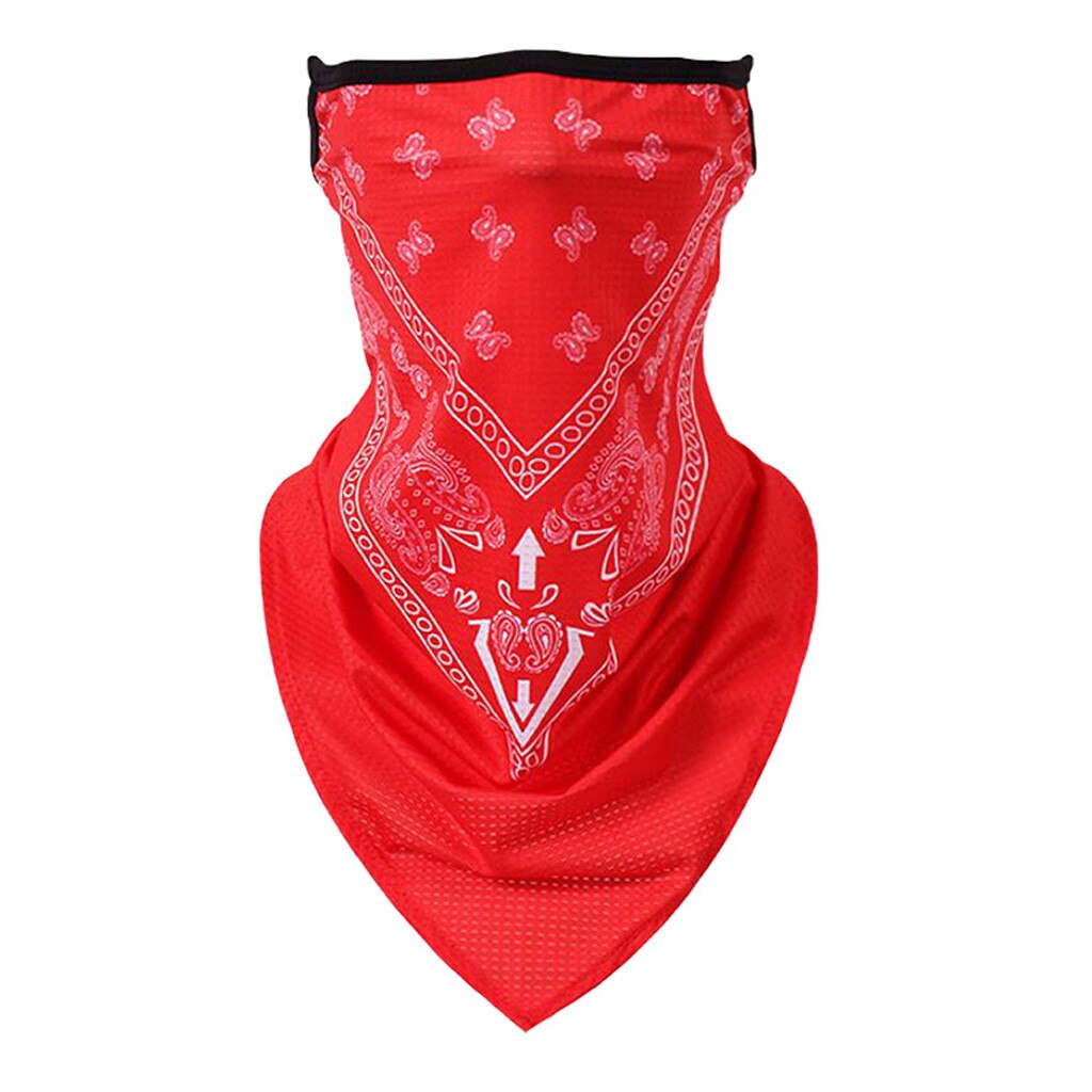 Tri-Angle Bandana Gezicht Shield Opknoping Oor Buis Sjaal Ice Zijde Nek Gaiter Cover Anti-Uv Glad Ademend Hoofdband Mannen masque: Red 