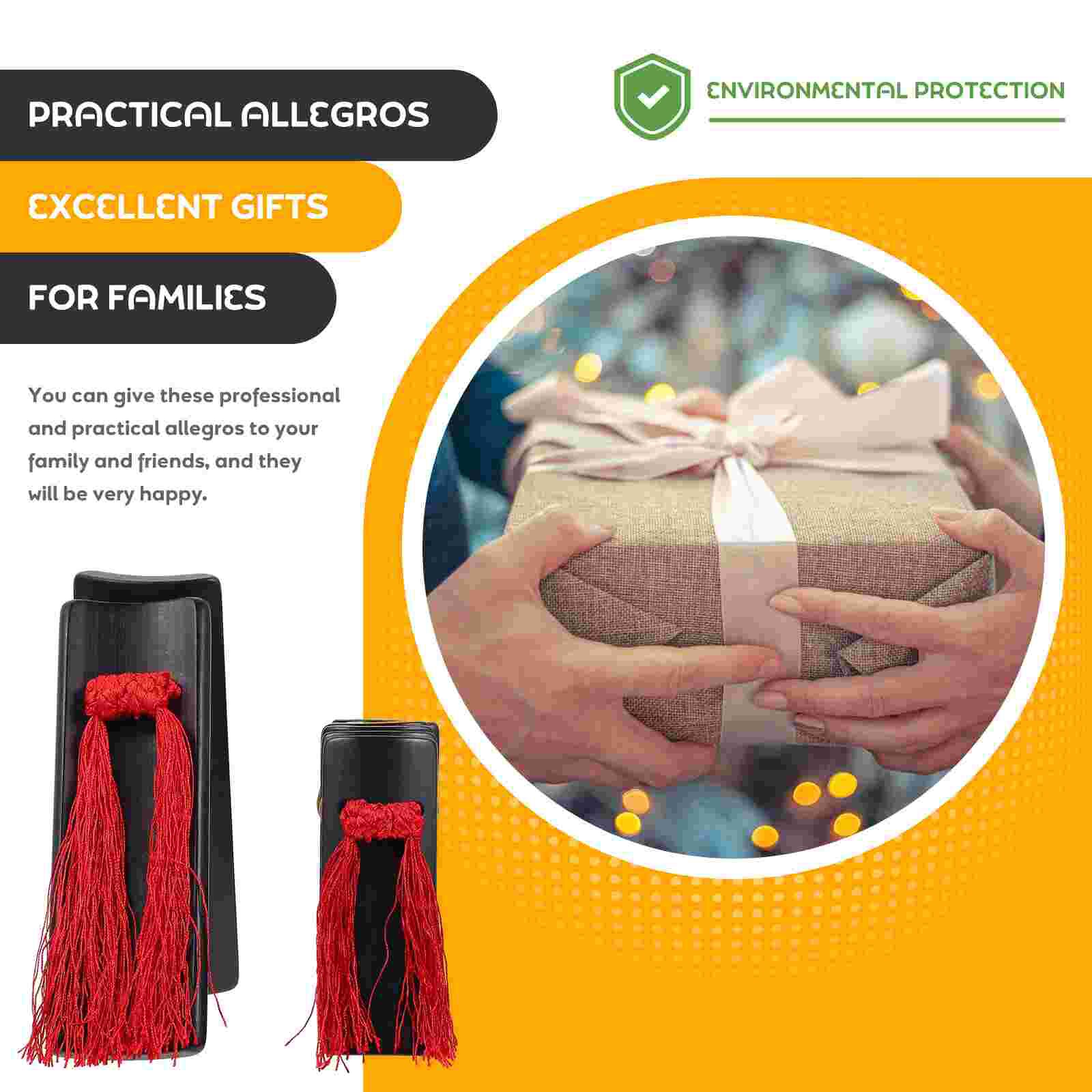 1 Set Van Chinese Traditionele Kuaiban Klepels Hand Slaginstrumenten (Zwart)