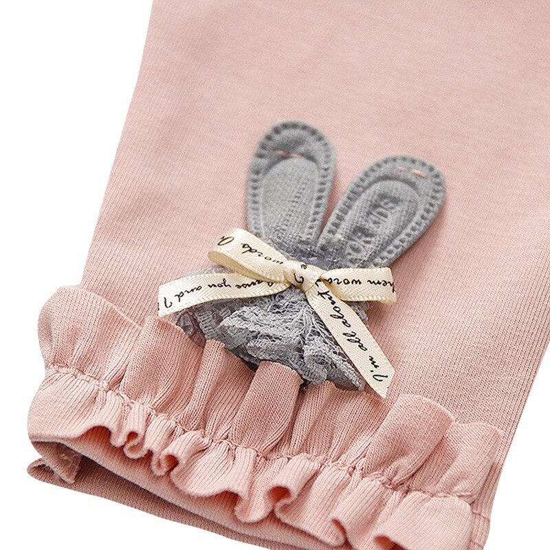 Baby Girl Stretch Leggings Pants Spring and Autumn Toddler Child Skinny Trousers pink color Rabbit Pattern Pants u